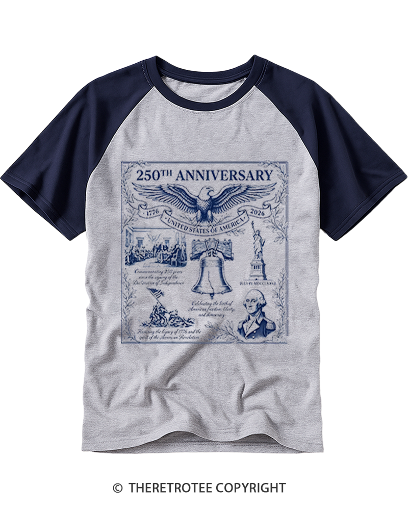 TheRetroTee America 250th Anniversary Raglan Baseball T-Shirt