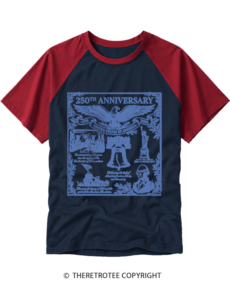 TheRetroTee America 250th Anniversary Raglan Baseball T-Shirt