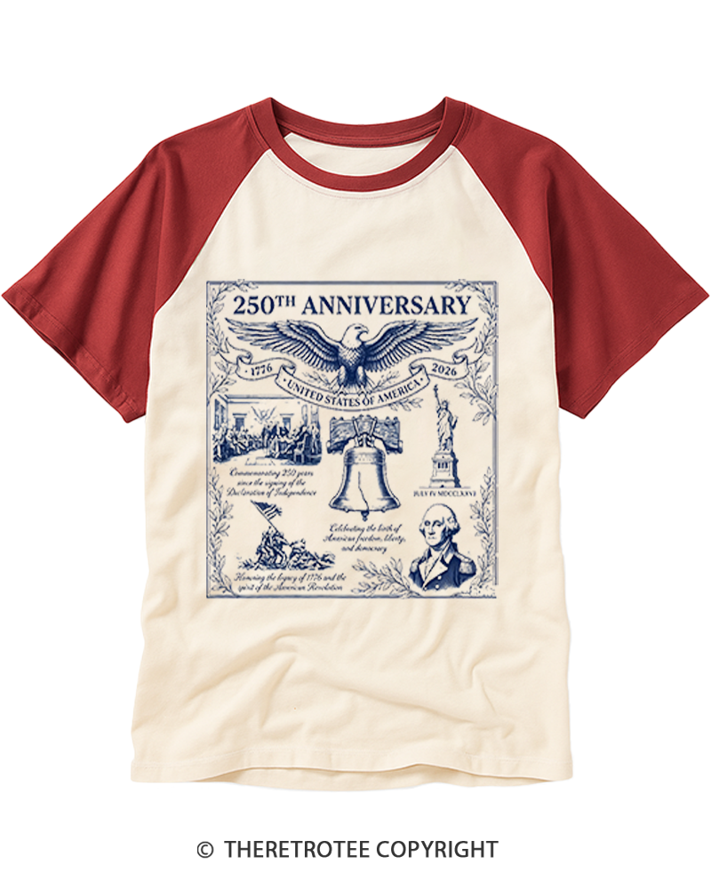 TheRetroTee America 250th Anniversary Raglan Baseball T-Shirt
