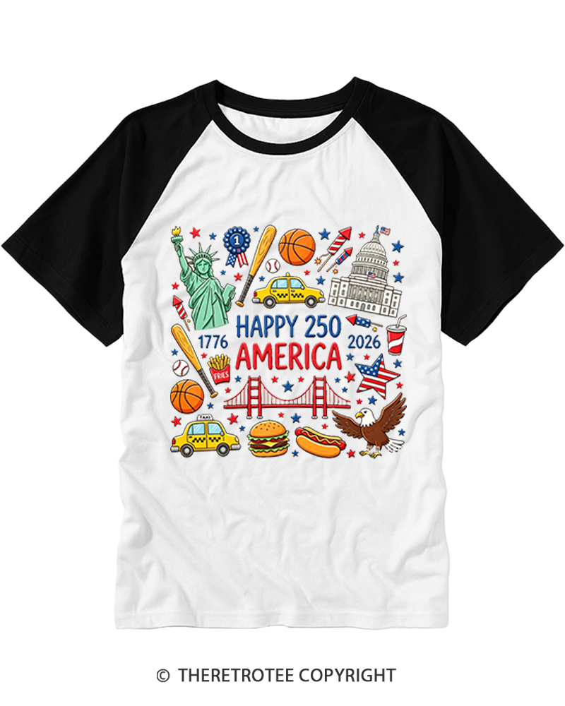 TheRetroTee America 250th Anniversary 1776-2026 Raglan Baseball T-Shirt