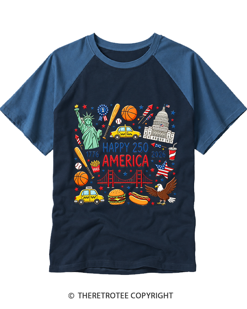 TheRetroTee America 250th Anniversary 1776-2026 Raglan Baseball T-Shirt