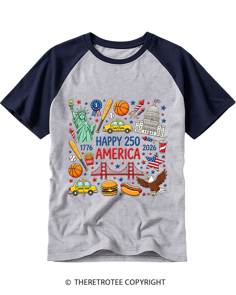 TheRetroTee America 250th Anniversary 1776-2026 Raglan Baseball T-Shirt