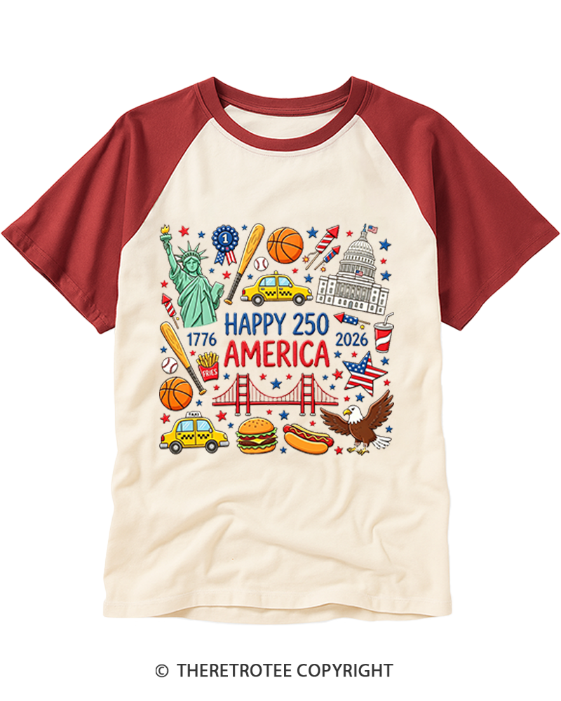 TheRetroTee America 250th Anniversary 1776-2026 Raglan Baseball T-Shirt