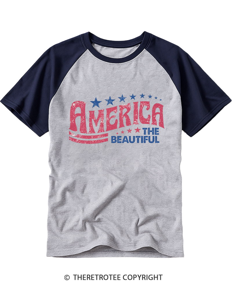 TheRetroTee America the Beautiful 1970s Raglan Baseball T-Shirt