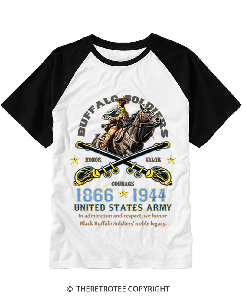 TheRetroTee Buffalo Soldiers 1866 Raglan Baseball T-Shirt