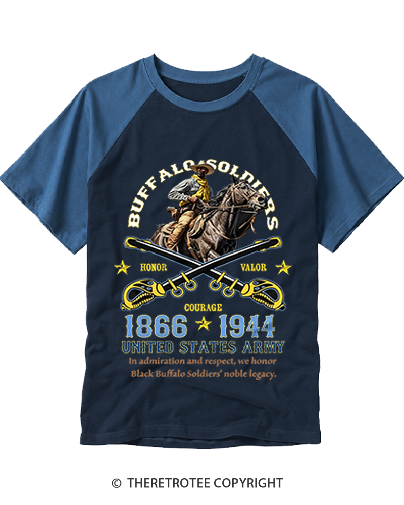 TheRetroTee Buffalo Soldiers 1866 Raglan Baseball T-Shirt