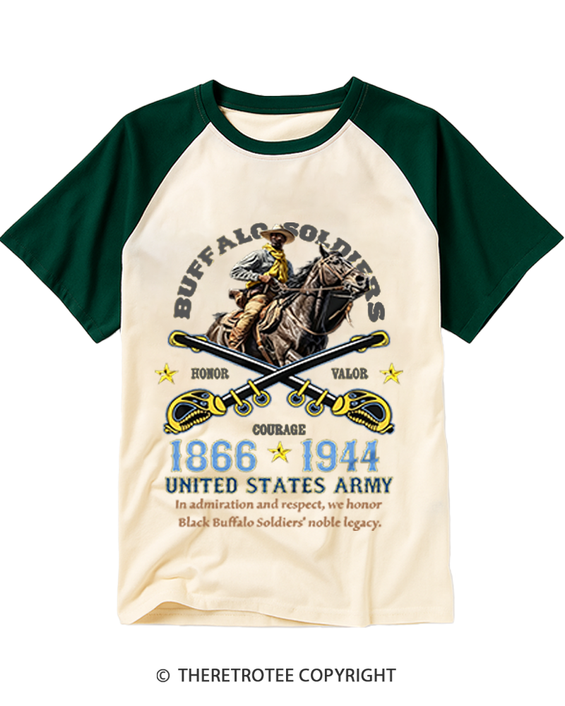 TheRetroTee Buffalo Soldiers 1866 Raglan Baseball T-Shirt