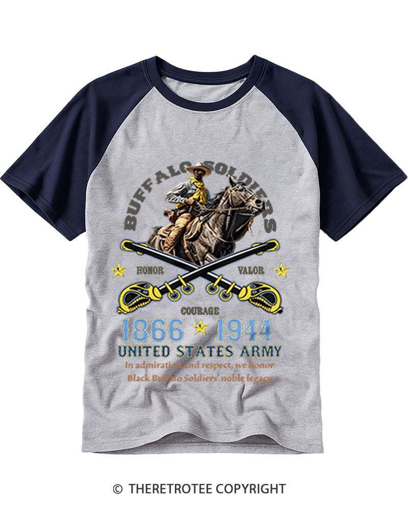 TheRetroTee Buffalo Soldiers 1866 Raglan Baseball T-Shirt