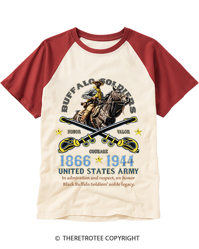 TheRetroTee Buffalo Soldiers 1866 Raglan Baseball T-Shirt