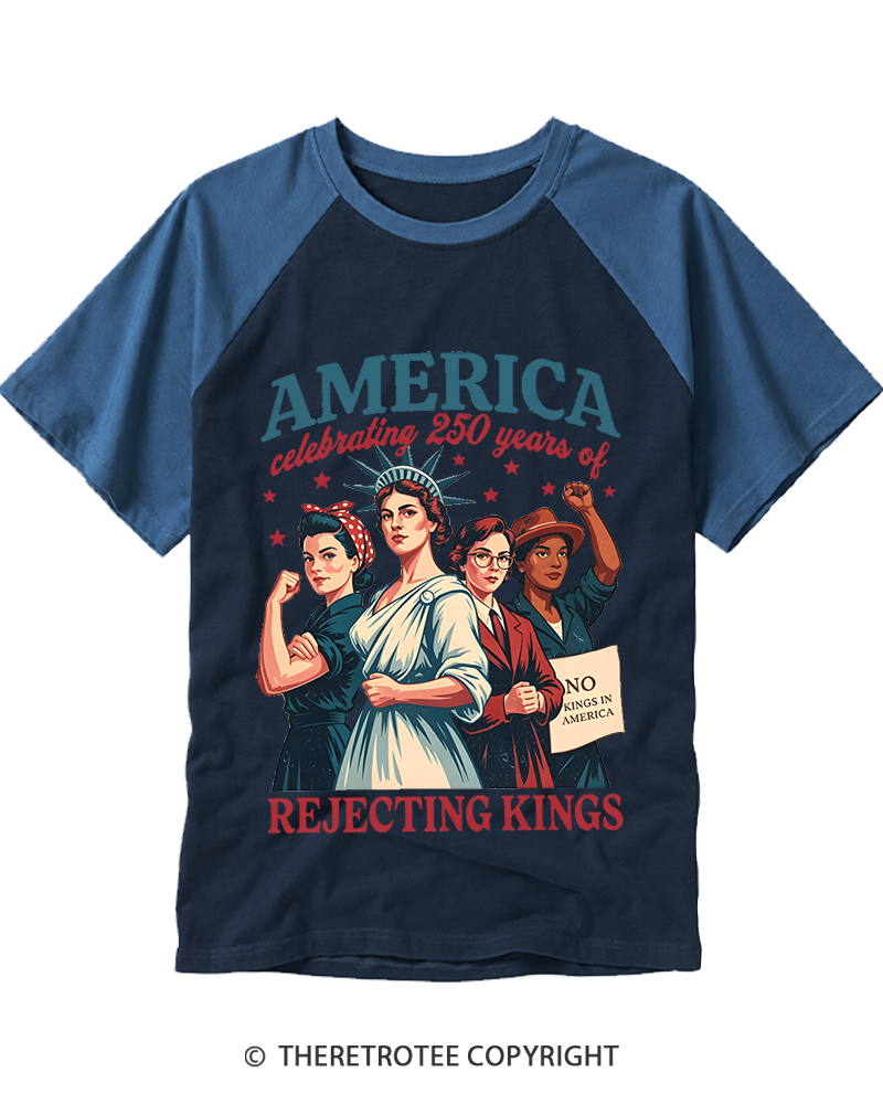 TheRetroTee Feminist 4th of July 250th Anniversary Raglan Baseball T-Shirt