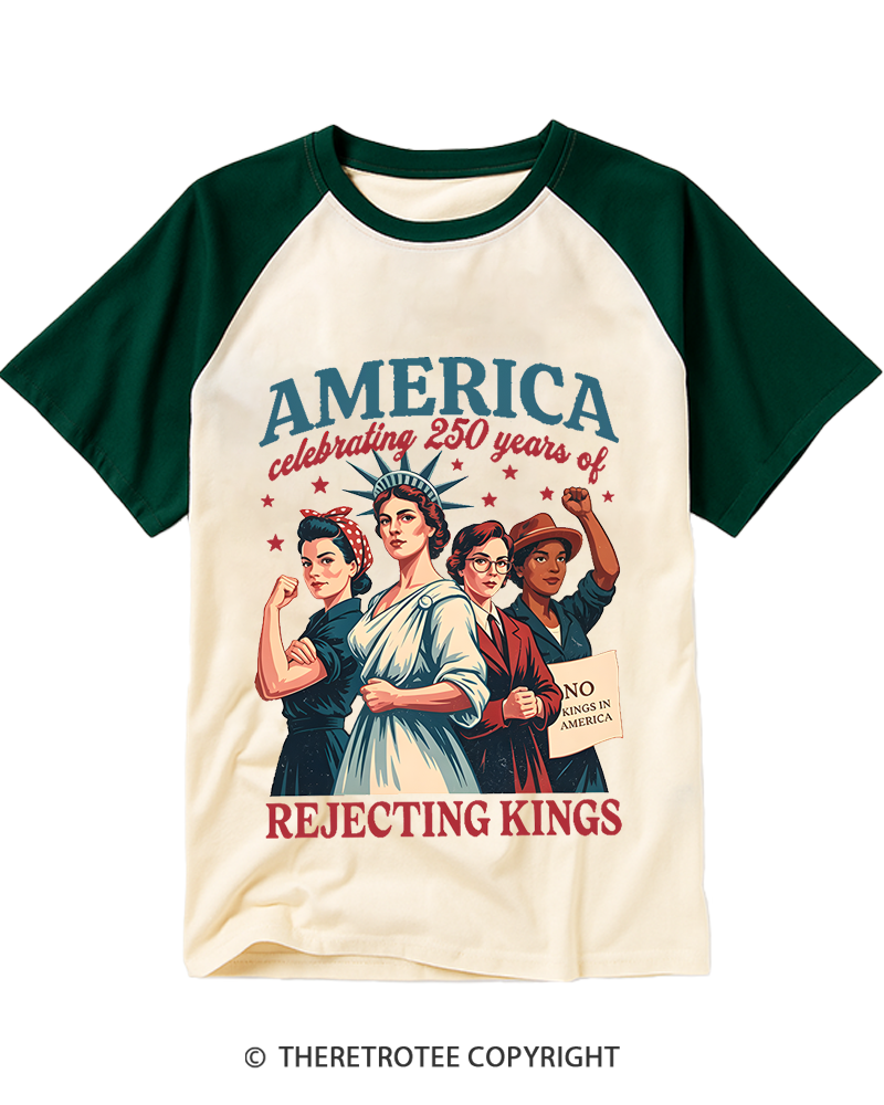 TheRetroTee Feminist 4th of July 250th Anniversary Raglan Baseball T-Shirt
