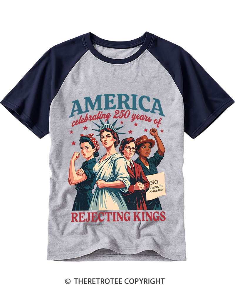 TheRetroTee Feminist 4th of July 250th Anniversary Raglan Baseball T-Shirt
