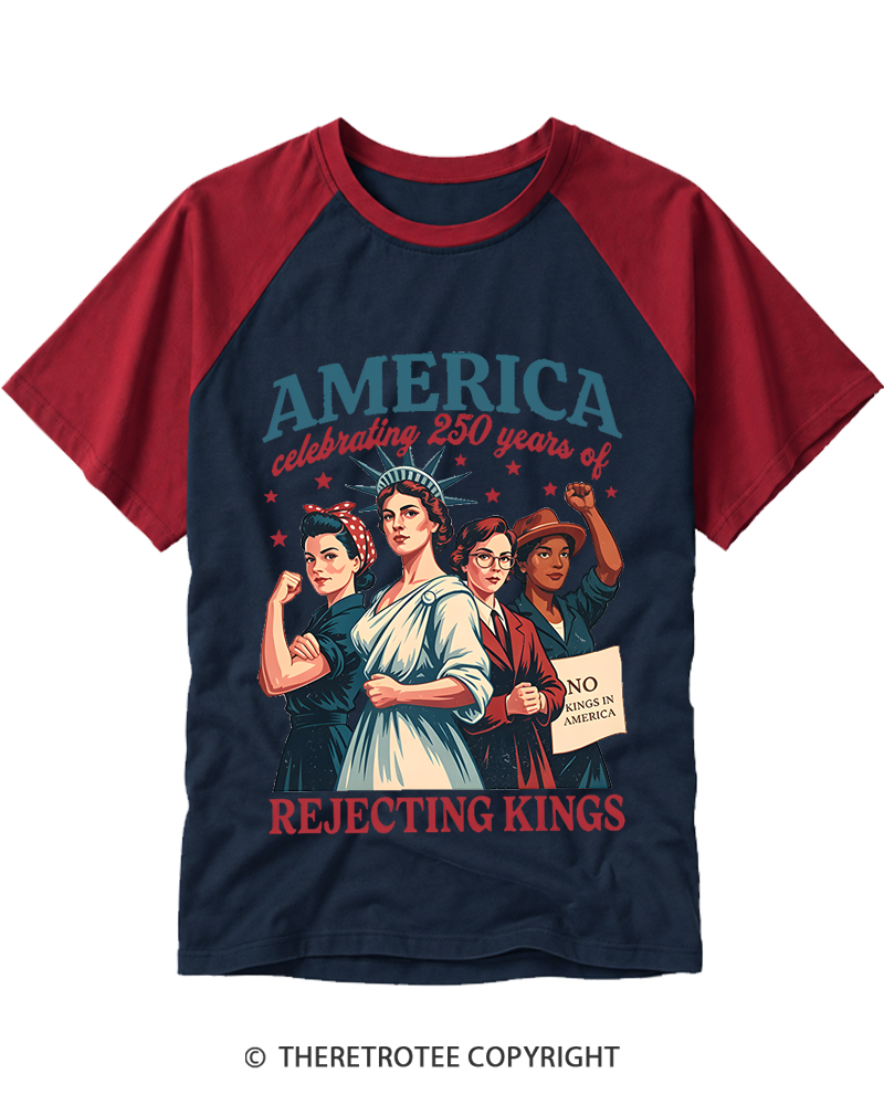 TheRetroTee Feminist 4th of July 250th Anniversary Raglan Baseball T-Shirt