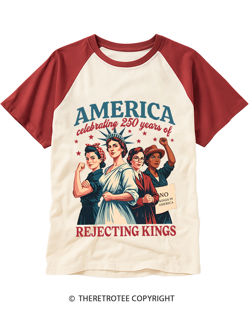 TheRetroTee Feminist 4th of July 250th Anniversary Raglan Baseball T-Shirt