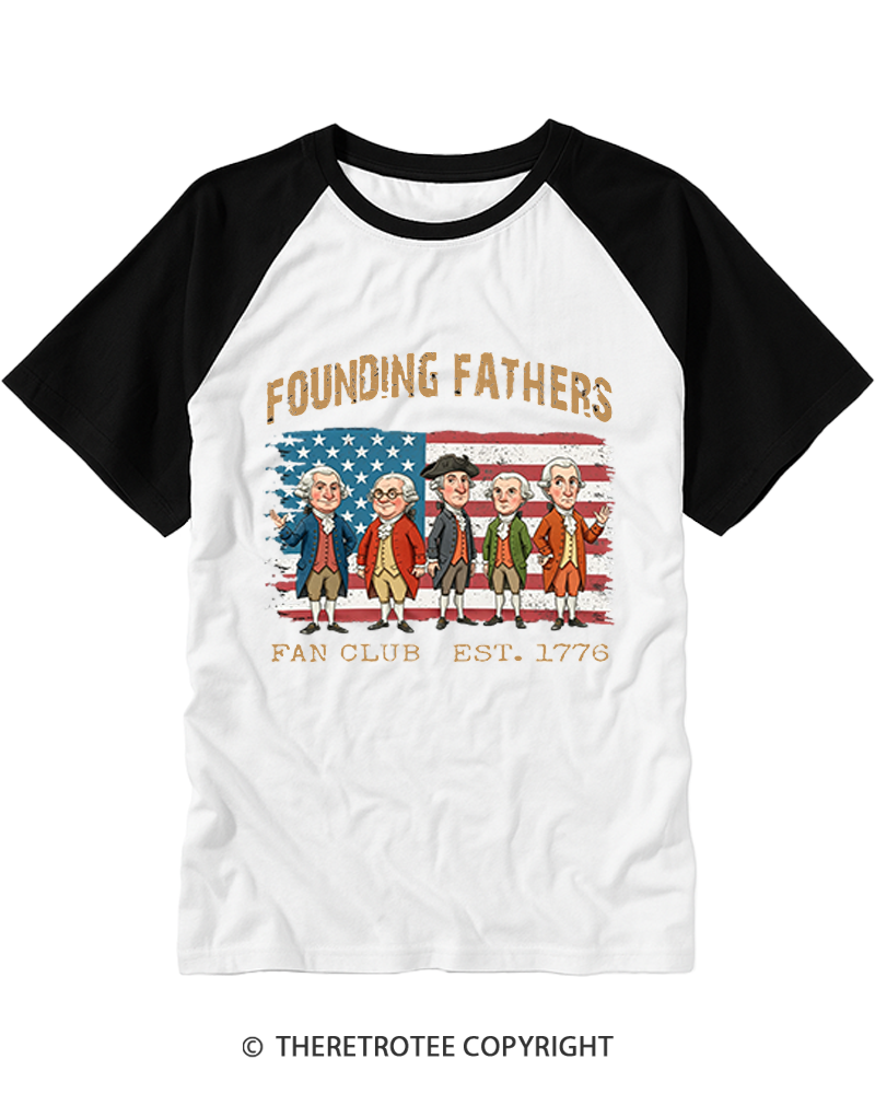 TheRetroTee Founding Fathers Fan Club Raglan Baseball T-Shirt