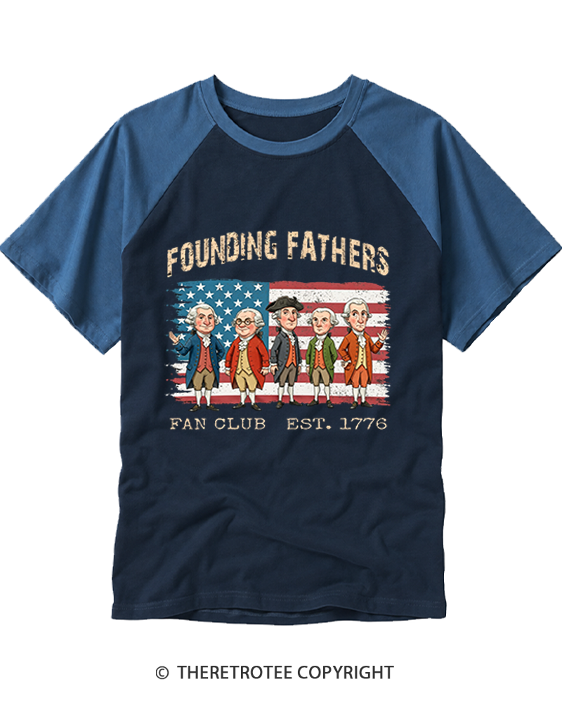 TheRetroTee Founding Fathers Fan Club Raglan Baseball T-Shirt