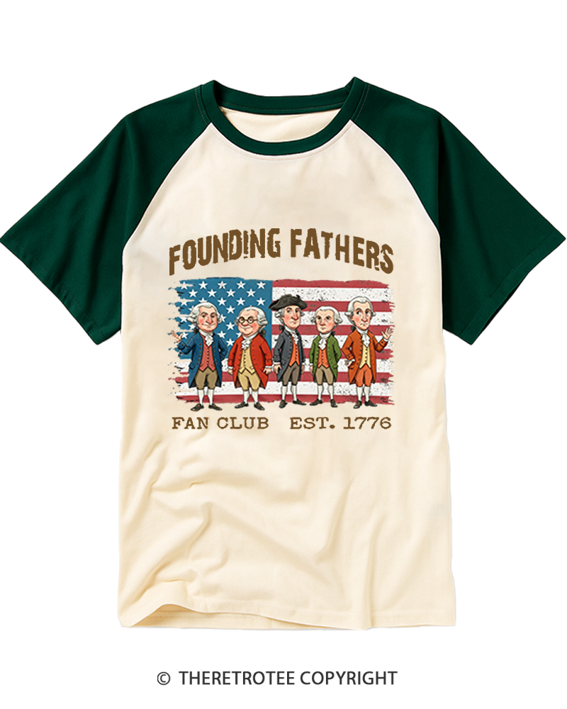 TheRetroTee Founding Fathers Fan Club Raglan Baseball T-Shirt