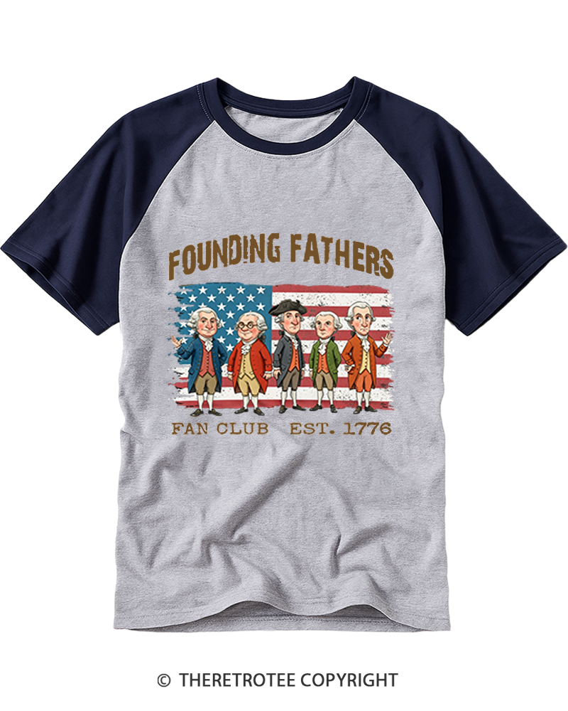 TheRetroTee Founding Fathers Fan Club Raglan Baseball T-Shirt