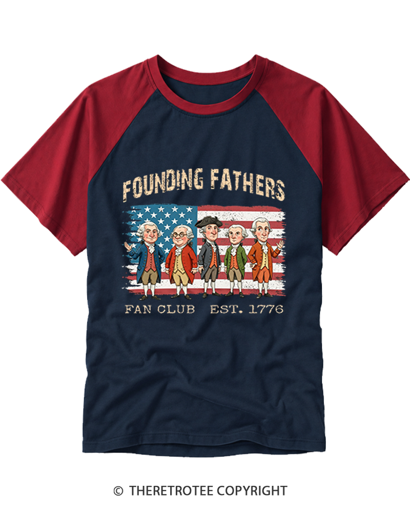 TheRetroTee Founding Fathers Fan Club Raglan Baseball T-Shirt