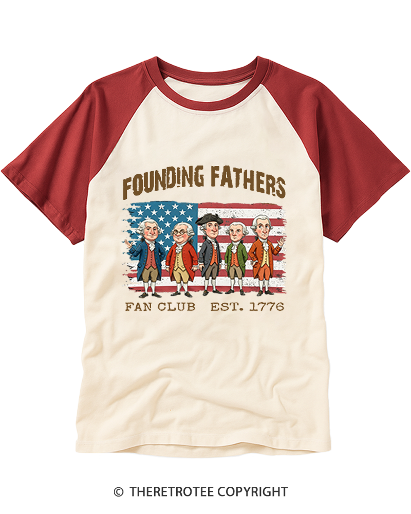 TheRetroTee Founding Fathers Fan Club Raglan Baseball T-Shirt