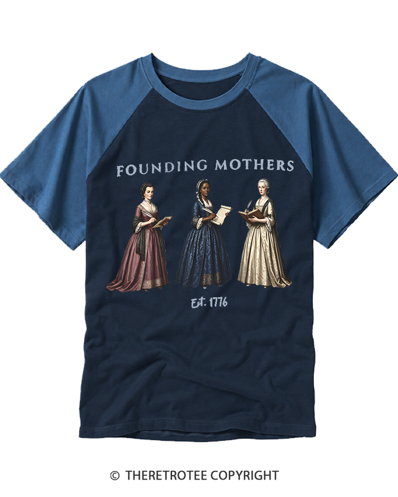 TheRetroTee Founding Mothers 4th of July America 250th Anniversary Raglan Baseball T-Shirt