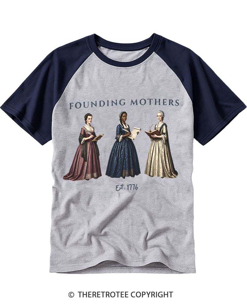 TheRetroTee Founding Mothers 4th of July America 250th Anniversary Raglan Baseball T-Shirt