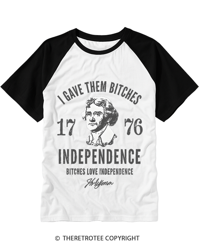 TheRetroTee Independence 1776 Raglan Baseball T-Shirt