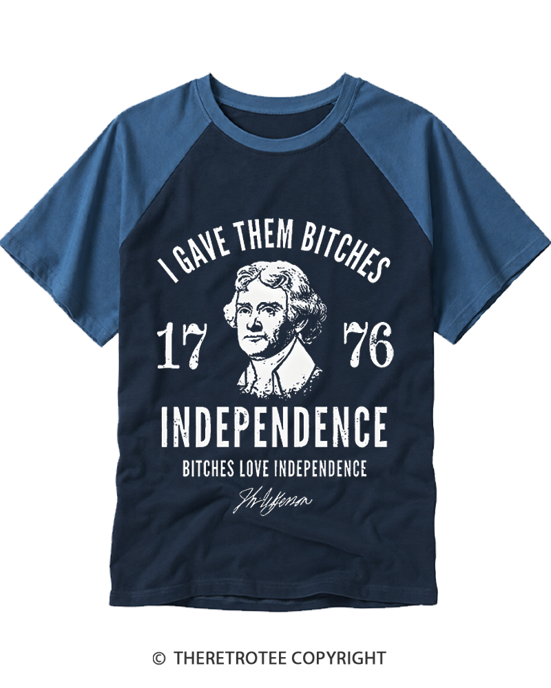 TheRetroTee Independence 1776 Raglan Baseball T-Shirt