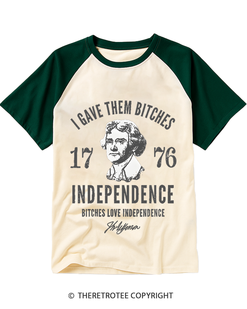 TheRetroTee Independence 1776 Raglan Baseball T-Shirt