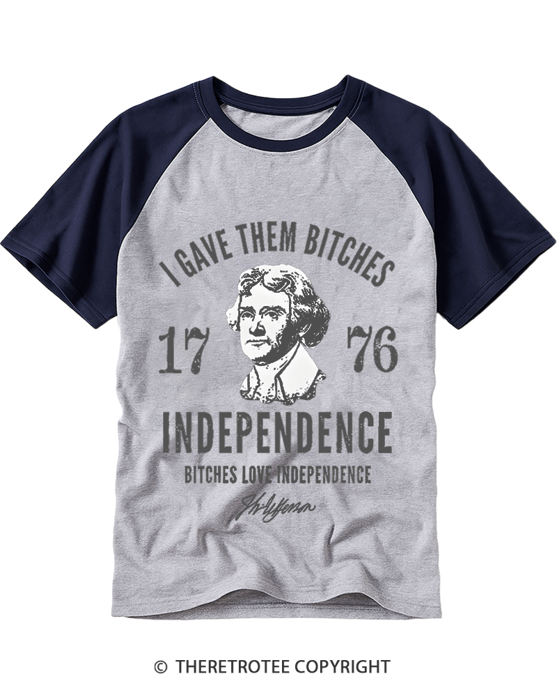TheRetroTee Independence 1776 Raglan Baseball T-Shirt