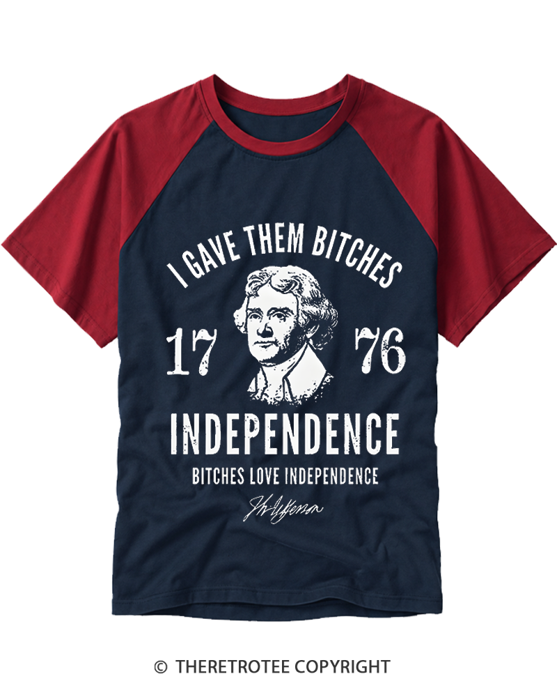 TheRetroTee Independence 1776 Raglan Baseball T-Shirt