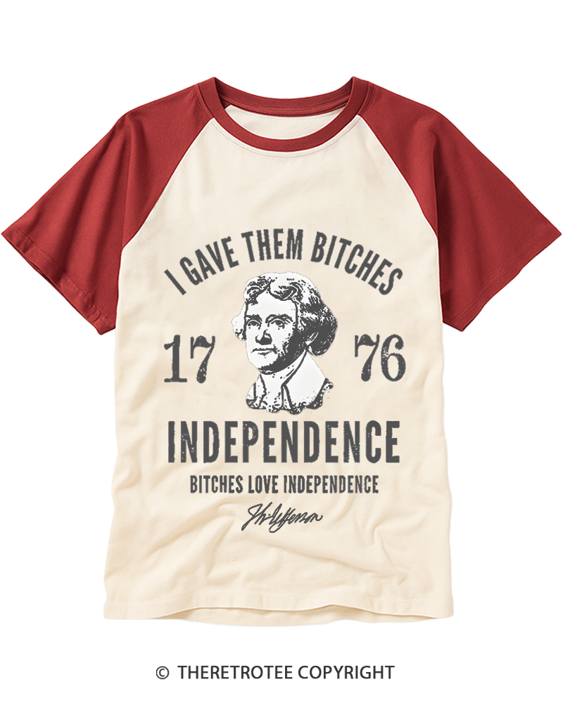TheRetroTee Independence 1776 Raglan Baseball T-Shirt