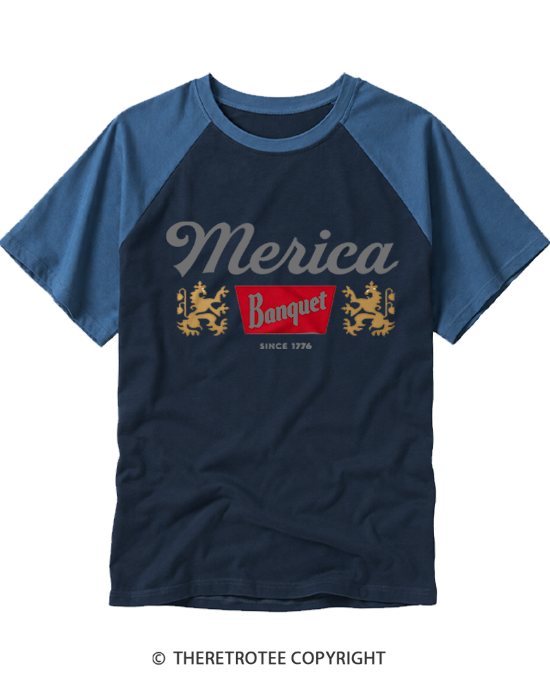 TheRetroTee Merica Banquet Beer Raglan Baseball T-Shirt