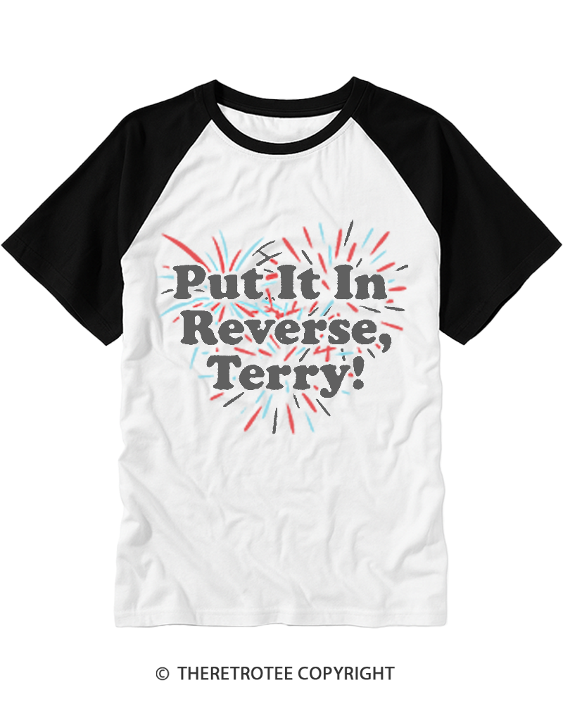 TheRetroTee Put It In Reverse, Terry Raglan Baseball T-Shirt