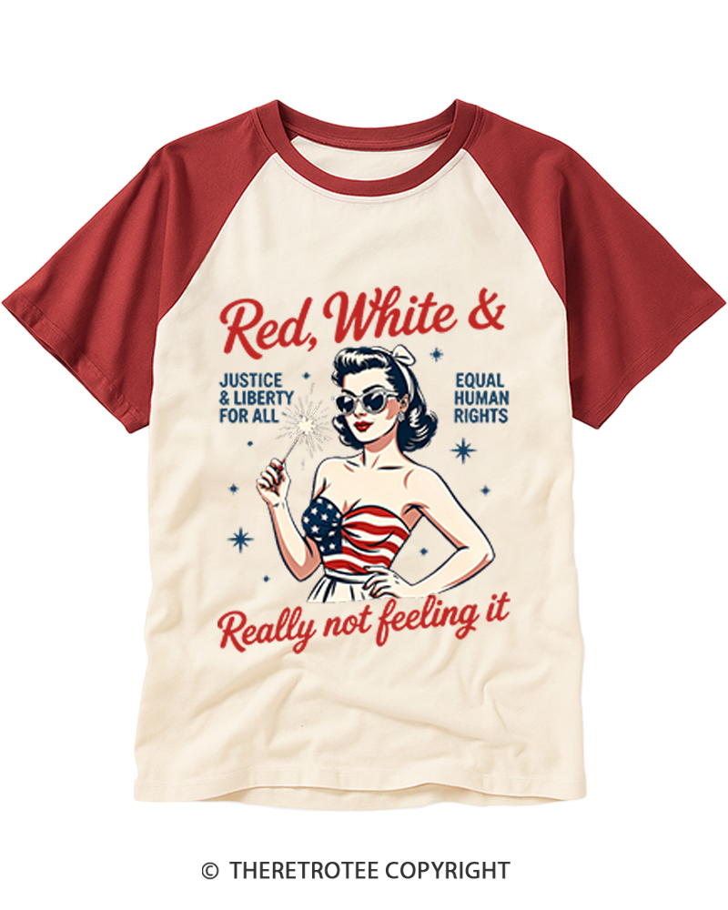 TheRetroTee Red White Blue Anti Fourth of July  1776 Raglan Baseball T-Shirt