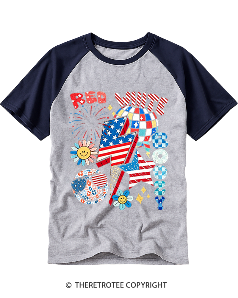 TheRetroTee Red White Boozy 1970s Raglan Baseball T-Shirt