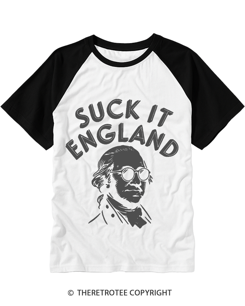 TheRetroTee Suck It, England Raglan Baseball T-Shirt