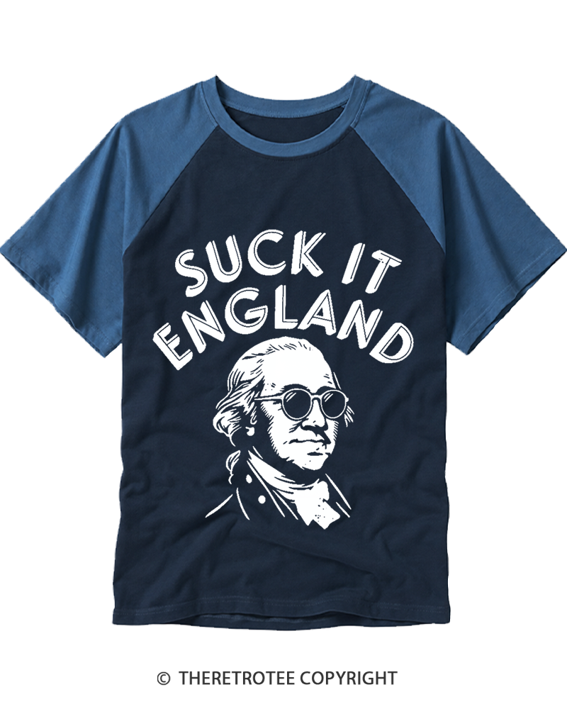 TheRetroTee Suck It, England Raglan Baseball T-Shirt