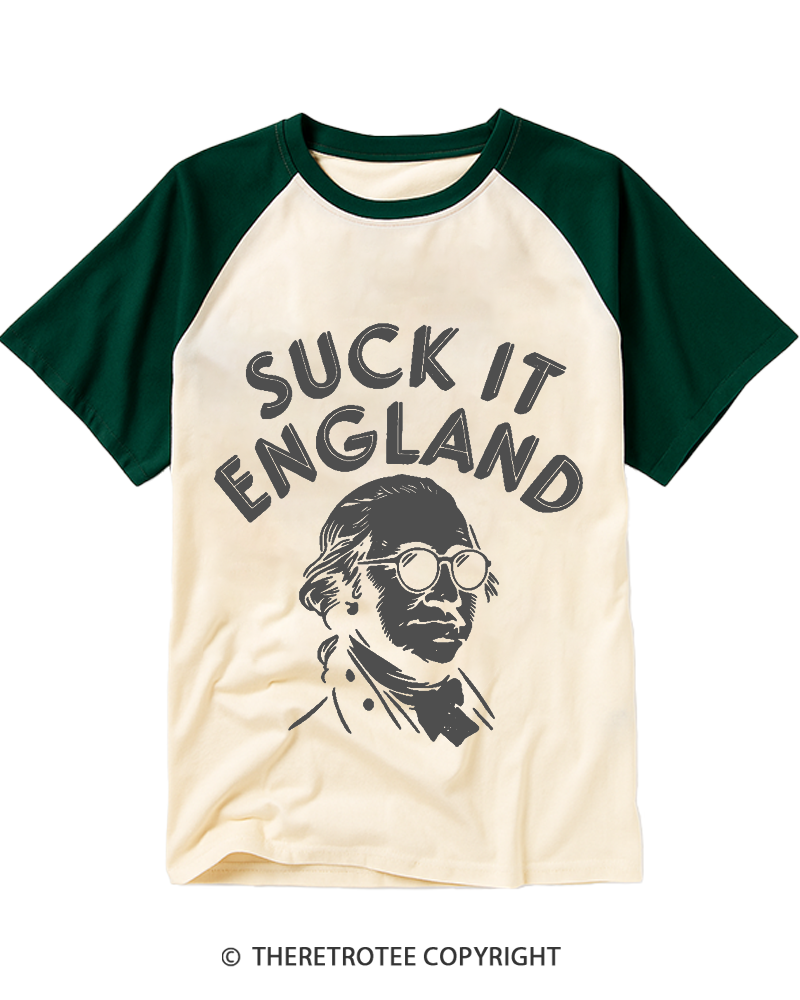 TheRetroTee Suck It, England Raglan Baseball T-Shirt