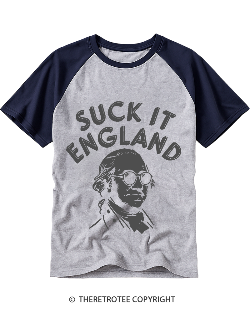 TheRetroTee Suck It, England Raglan Baseball T-Shirt