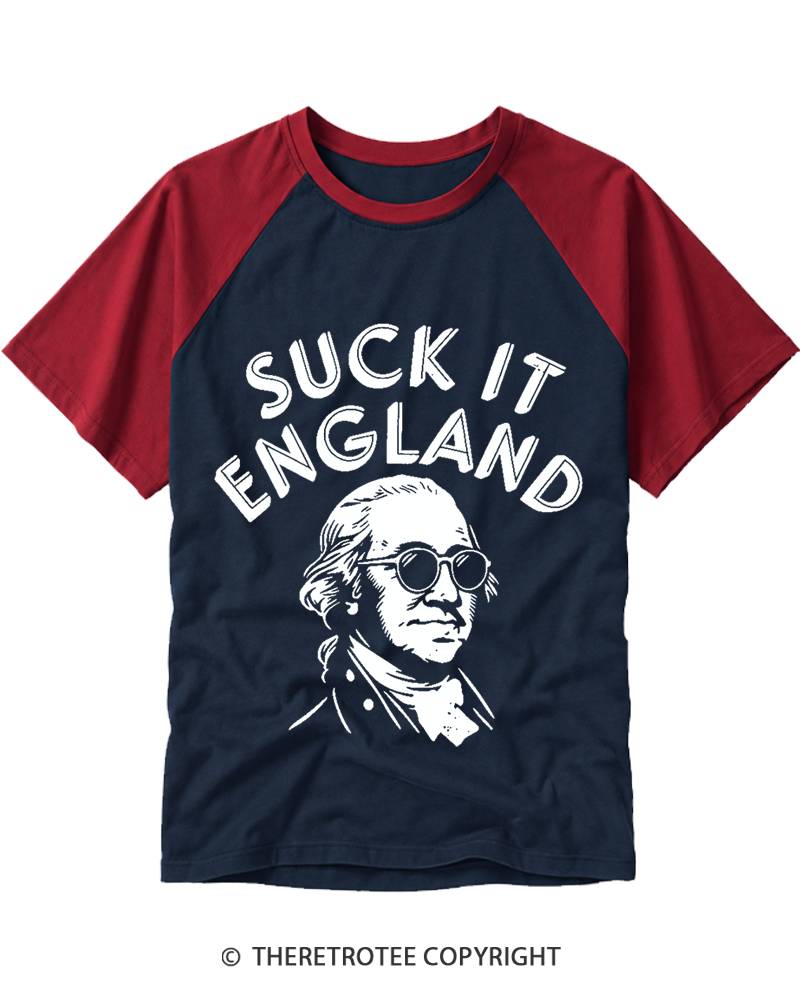 TheRetroTee Suck It, England Raglan Baseball T-Shirt