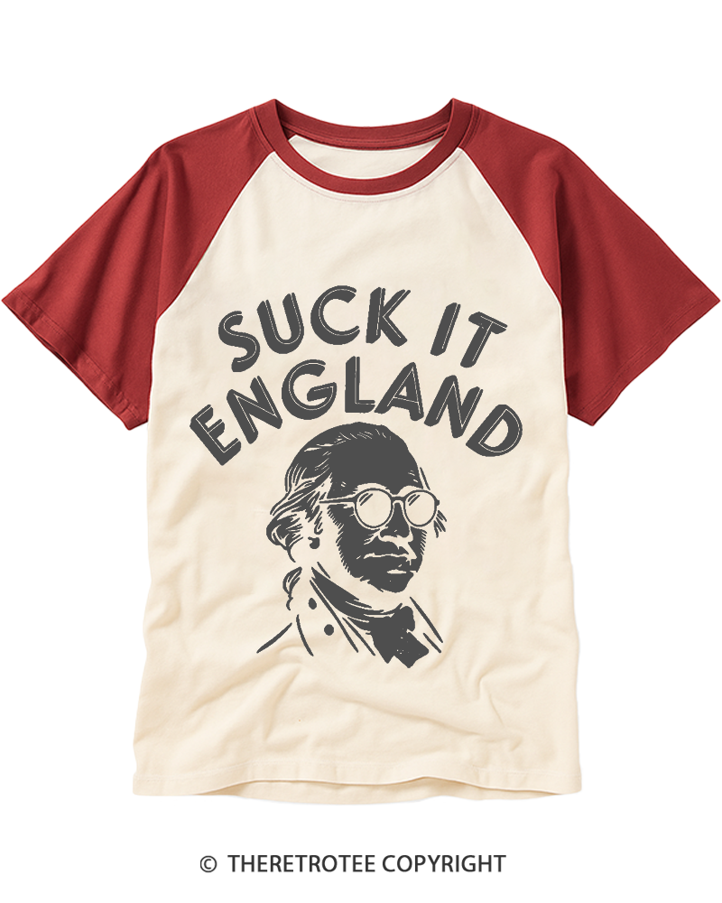 TheRetroTee Suck It, England Raglan Baseball T-Shirt