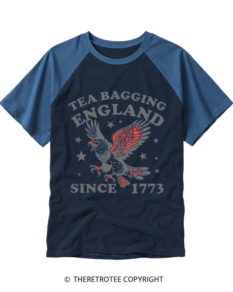 TheRetroTee Tea Bagging England Since 1773 Raglan Baseball T-Shirt