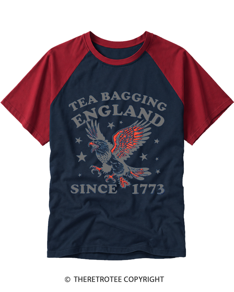 TheRetroTee Tea Bagging England Since 1773 Raglan Baseball T-Shirt