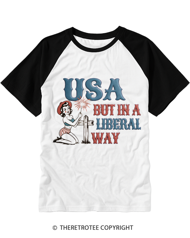 TheRetroTee USA But In A Liberal Way Raglan Baseball T-Shirt