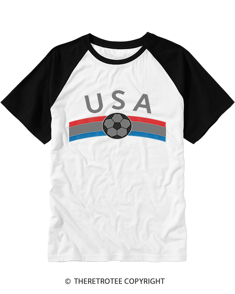 TheRetroTee USA Soccer Raglan Baseball T-Shirt