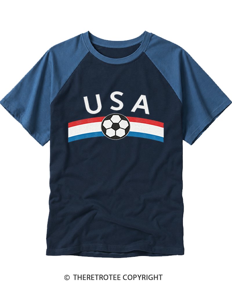 TheRetroTee USA Soccer Raglan Baseball T-Shirt