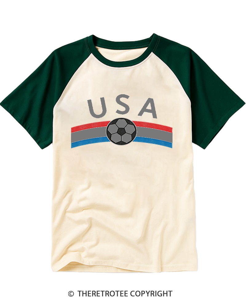 TheRetroTee USA Soccer Raglan Baseball T-Shirt