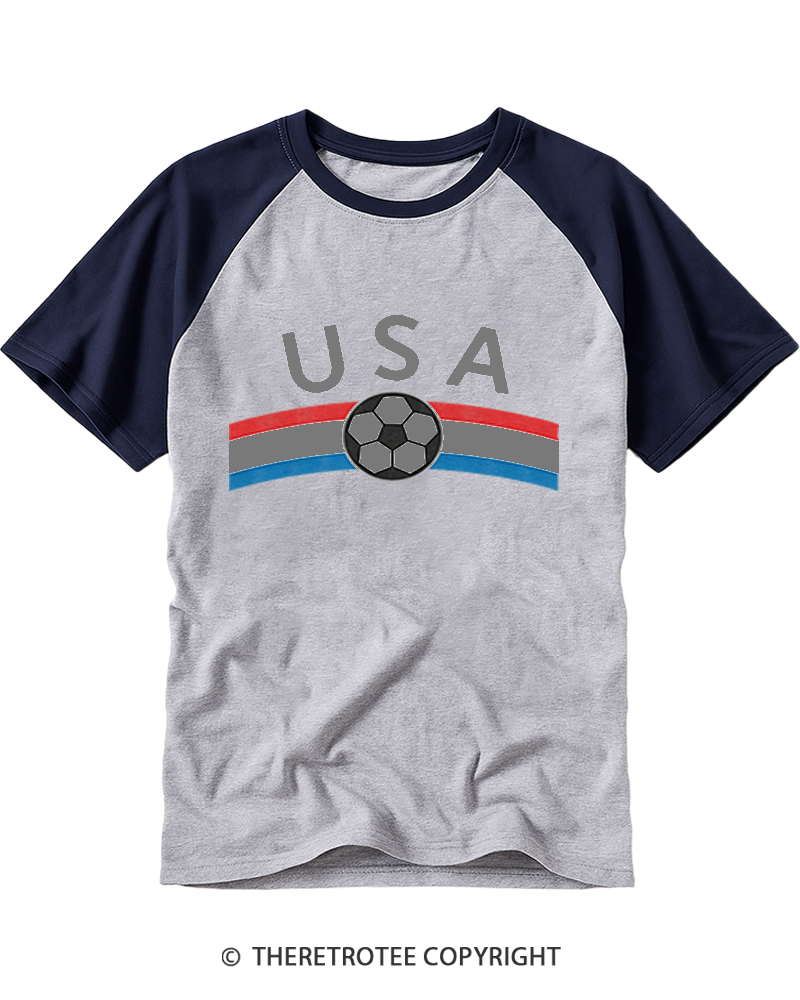 TheRetroTee USA Soccer Raglan Baseball T-Shirt