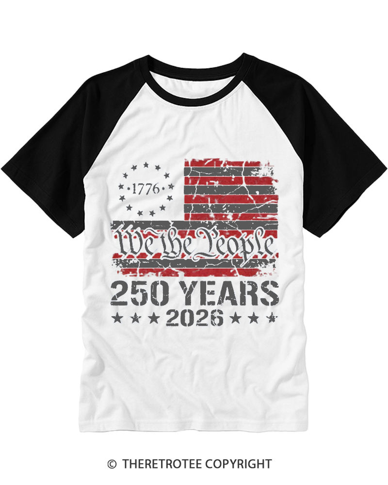 TheRetroTee We The People Patriotic Raglan Baseball T-Shirt